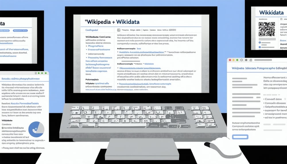 Illustration of Wikipedia and Wikidata editing services